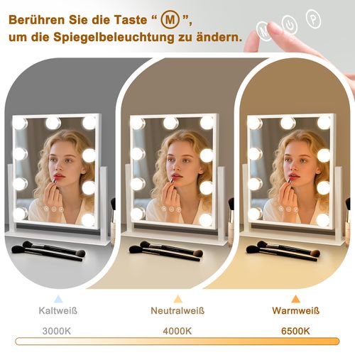 Miroir De Maquillage Avec Éclairage LED - Rotatif à 360°, 3 Modes, Luminosité Ajustable