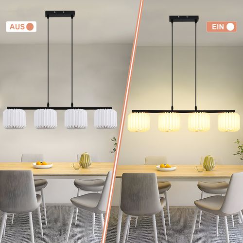 Suspension Vintage Longue – Abat-jour En Papier 4 Lumières(sans Ampoule)