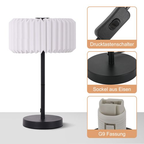 Lampe De Chevet Vintage Blanche – Abat-jour En Papier Pour Salon (ampoule Non Incluse)