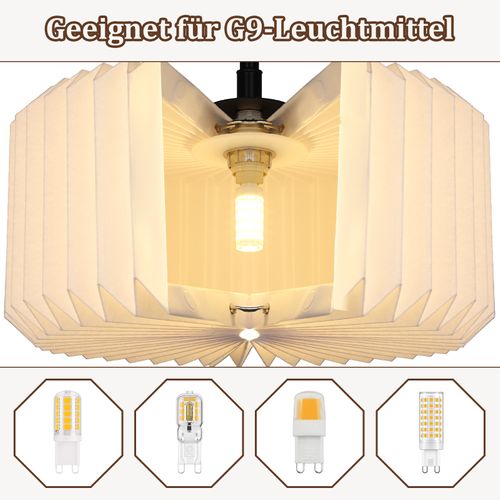 Suspension Vintage Longue - Abat-jour Papier Blanc 2 Lumières (sans Ampoule)