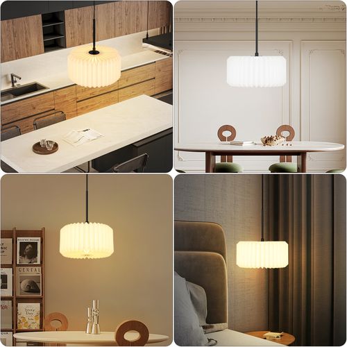 Suspension Vintage - Abat-jour Papier Blanc 1 Lumière (sans Ampoule)