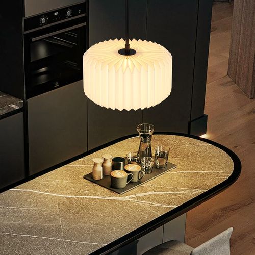 Suspension Vintage - Abat-jour Papier Blanc 1 Lumière (sans Ampoule)