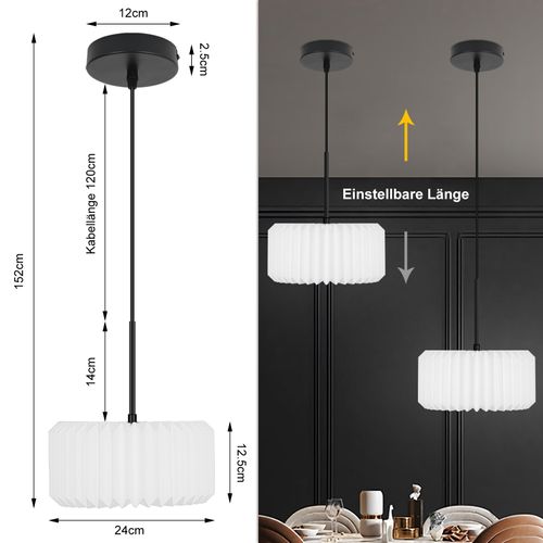 Suspension Vintage - Abat-jour Papier Blanc 1 Lumière (sans Ampoule)