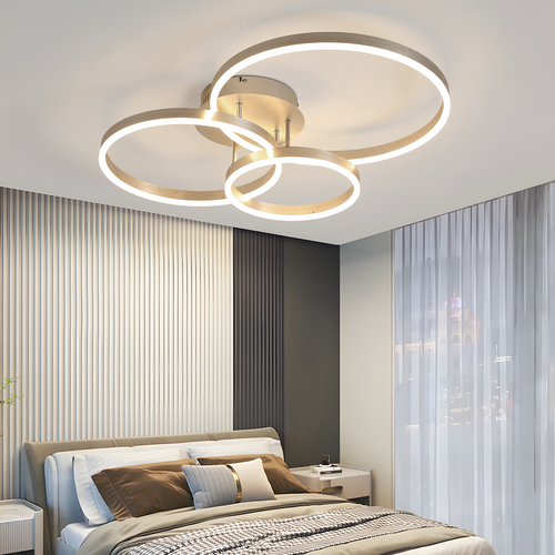 Plafonnier LED Design Moderne - Ø82 Cm - Dimmable - Télécommande - Doré - 74w