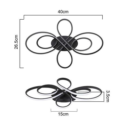 Plafonnier LED Moderne - Noir - Ø40cm - 30w - 3000k (blanc Chaud)