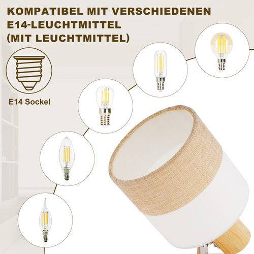 Spot Plafond 2 Flammes Vintage E14 – En Bois Et Tissu, Orientable 350°, Max 25w (sans Ampoule)