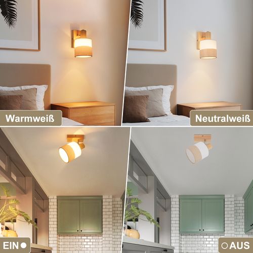 Spot Plafond 1 Flamme Vintage – Luminaire En Bois Orientable 350° Max 40w E14 (sans Ampoule)