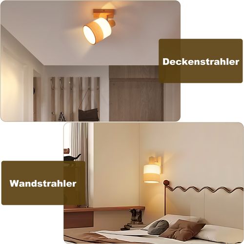Spot Plafond 1 Flamme Vintage – Luminaire En Bois Orientable 350° Max 40w E14 (sans Ampoule)
