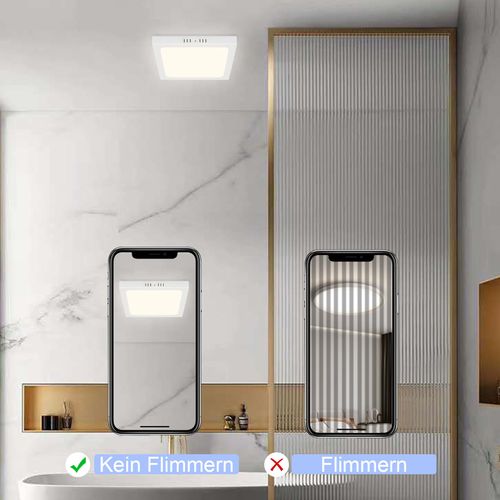 Plafonnier LED De Plafond - Lot De 3 Plates Rectangulaires 18w (23x23 Cm) - 4000k - Ip44 - Moderne