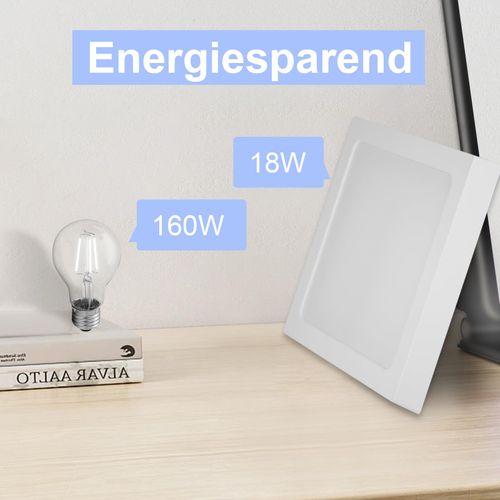 Plafonnier LED De Plafond - Lot De 3 Plates Rectangulaires 18w (23x23 Cm) - 4000k - Ip44 - Moderne