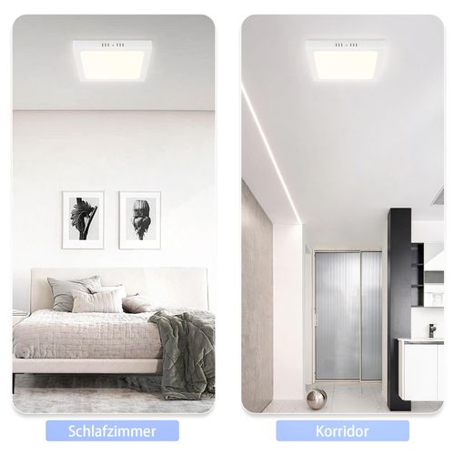 Plafonnier LED De Plafond - Lot De 3 Plates Rectangulaires 18w (23x23 Cm) - 4000k - Ip44 - Moderne