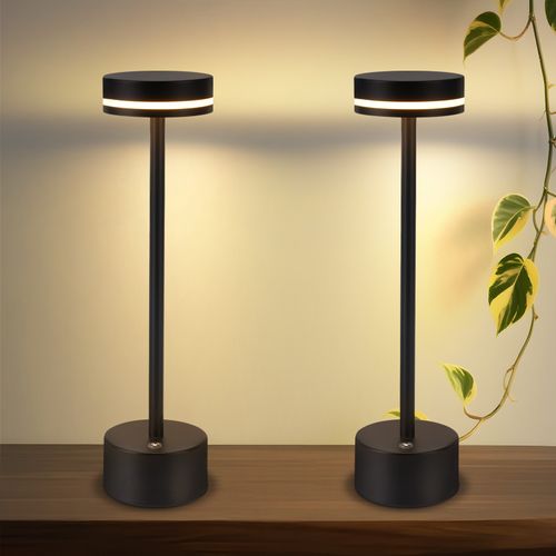 lampe de table LED Lot de 2 Lampe de chevet noire H.32 cm