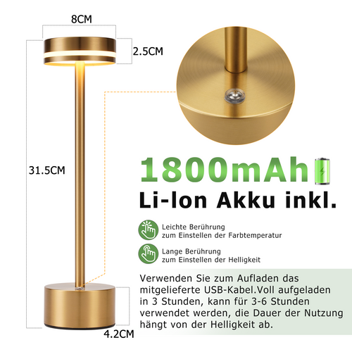 Lampe à Poser Doré H.32cm 2 Pièces