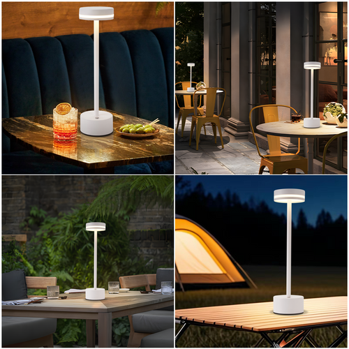 Lampe de Chevet Blanche Sans Fil Tactile Intensité Variable H.32 Cm