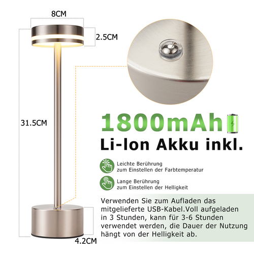 Lampe à Poser Argente H.32cm