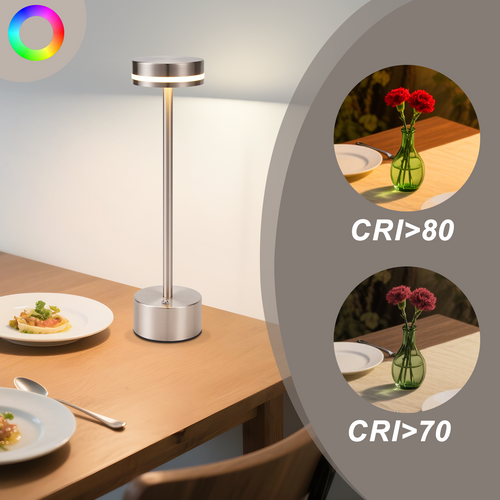 Lampe à Poser LED De Table - Sans Fil à Piles Tactile Intensité Variable H.32cm- Argent- Lot De 2