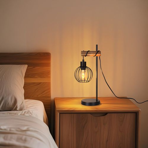 Lampe De Table Salon Vintage Lampe De Chevet Industriel Lampe De Table Métal Noir E27 sans Ampoule