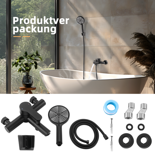 Robinet Mitigeur Rond à Tirette Noir Kit De Douche 3 Pièces