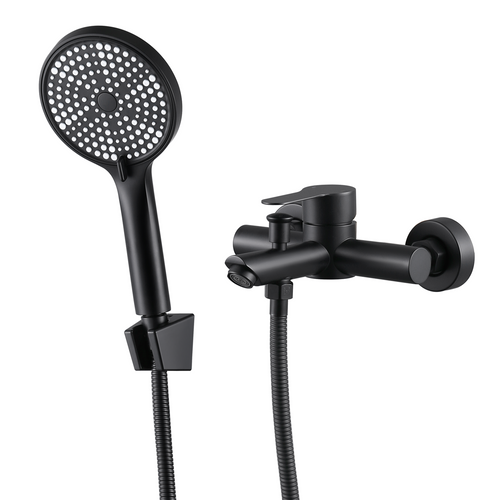 Robinet Mitigeur Rond à Tirette Noir Kit De Douche 3 Pièces