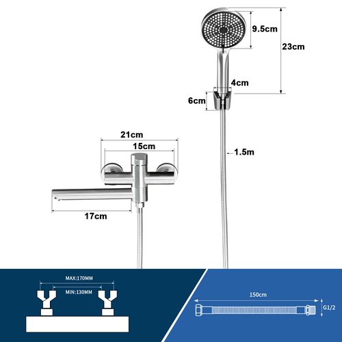 Robinet Mitigeur Pivotant Rond Douchette Manuelle - Nickel Kit De Douche