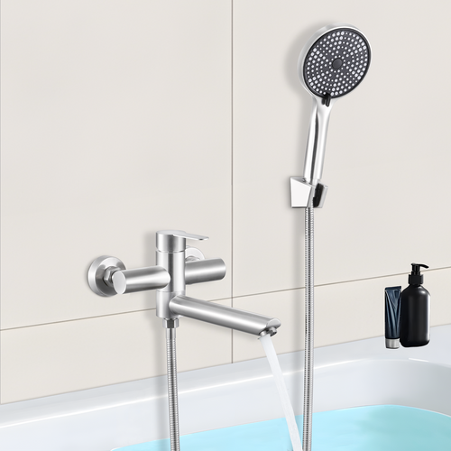 Robinet Mitigeur Pivotant Rond Douchette Manuelle - Nickel Kit De Douche