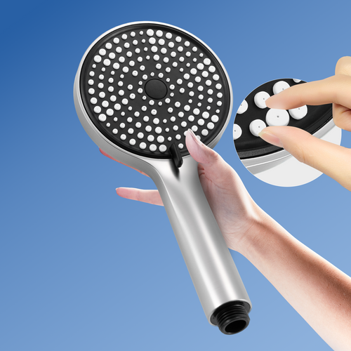 Robinet Mitigeur Pivotant Rond Douchette Manuelle - Nickel Kit De Douche