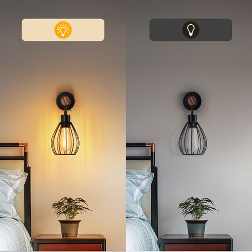 Applique Murale En Bois Noir E27 Industriel - Sans Ampoule