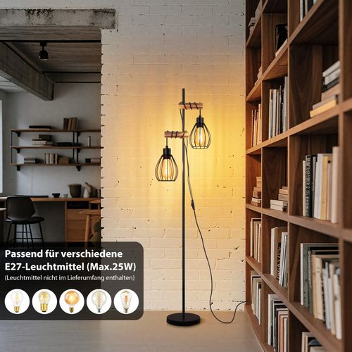 Lampadaire Sur Pied Noir Design Industriel lampadaire Vintage E27 Avec Interrupteur