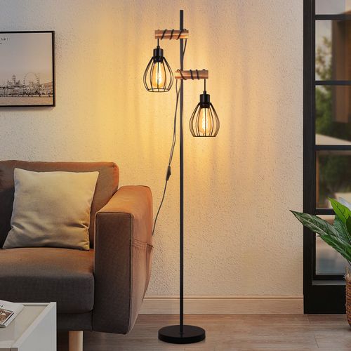 Lampadaire Sur Pied Noir Design Industriel lampadaire Vintage E27 Avec Interrupteur