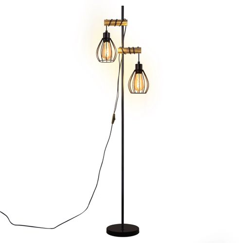 Lampadaire Sur Pied Noir Design Industriel lampadaire Vintage E27 Avec Interrupteur