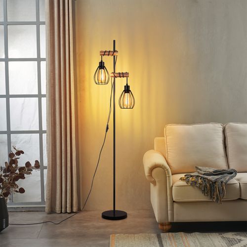 Lampadaire Sur Pied Noir Design Industriel lampadaire Vintage E27 Avec Interrupteur