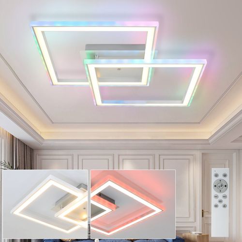 Plafonnier LED , Changement De Couleur Rvb, Intensité Variable,avec Télécommande, 35 W