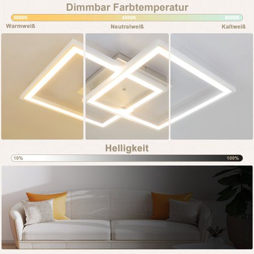 Plafonnier LED , Changement De Couleur Rvb, Intensité Variable,avec Télécommande, 35 W