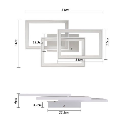 Plafonnier LED Intensité Variable Avec Télécommande, Design Moderne, 45w, Rgb, Changement De Couleur