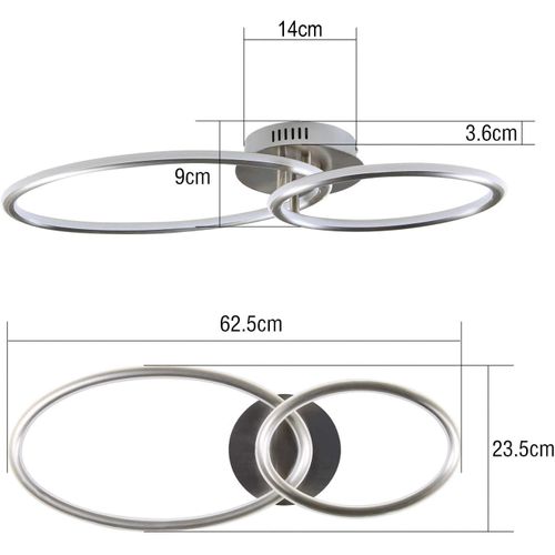 Plafonnier LED Design Moderne Avec Anneaux Lumière Blanche Chaude 3000k 29w 62,5 Cm