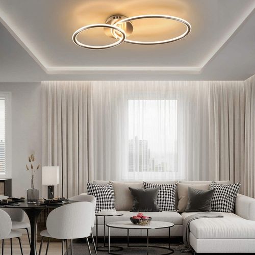 Plafonnier LED Design Moderne Avec Anneaux Lumière Blanche Chaude 3000k 29w 62,5 Cm