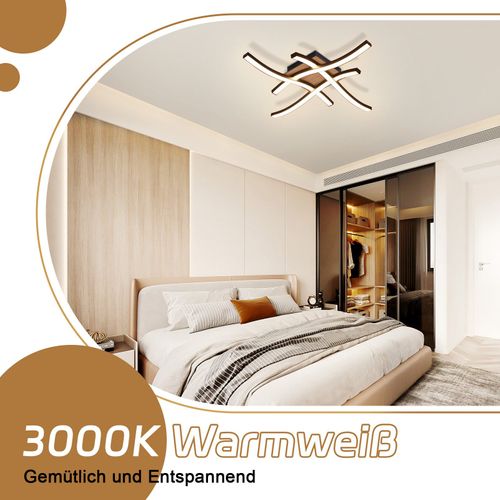 Plafonnier LED Pour Salon 24 W En Bois Blanc Chaud 3000 K Design Moderne à Coucher Noir