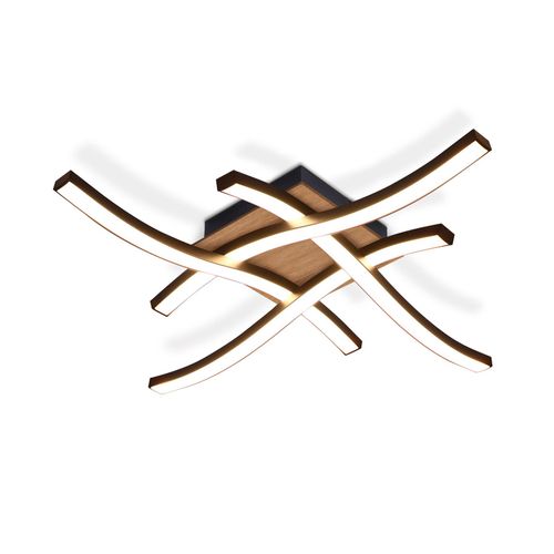 Plafonnier LED Pour Salon 24 W En Bois Blanc Chaud 3000 K Design Moderne à Coucher Noir