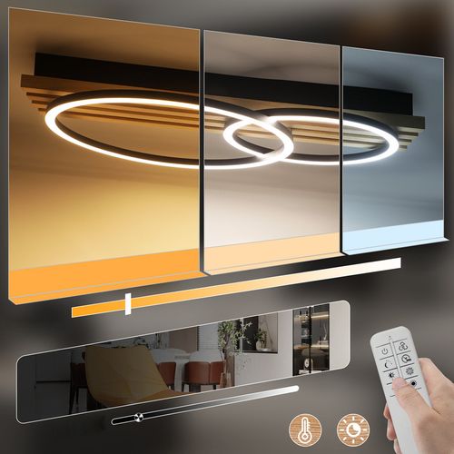 Plafonnier LED En Intensité Variable : 55 Cm, Plafonnier Moderne à 2 Anneaux, 36 W