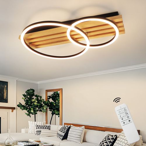 Plafonnier LED En Intensité Variable : 55 Cm, Plafonnier Moderne à 2 Anneaux, 36 W