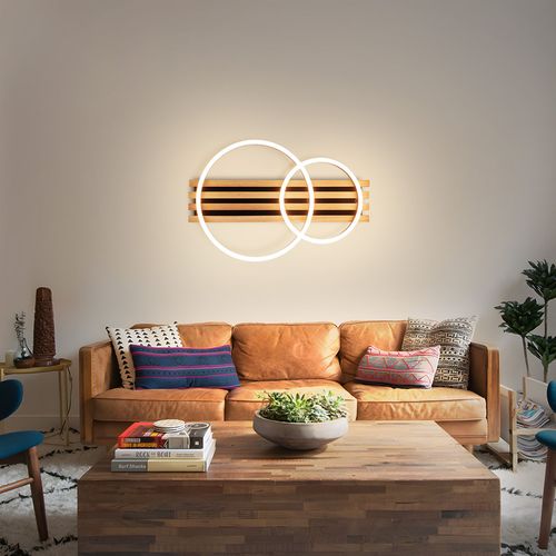 Plafonnier LED En Intensité Variable : 55 Cm, Plafonnier Moderne à 2 Anneaux, 36 W