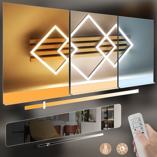 Plafonnier LED Bois: 70cm, Dimmable, Moderne, 46w, Carré Noir