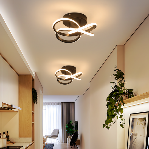 Plafonnier LED Pour Cuisine 28 W Lampe De Cuisine Noire, Design Moderne à Quatre Feuilles