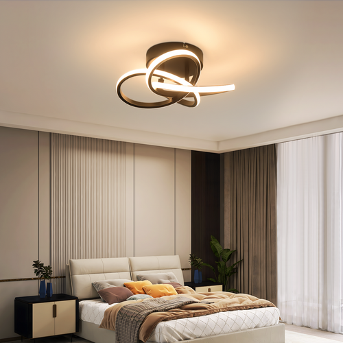 Plafonnier LED Pour Cuisine 28 W Lampe De Cuisine Noire, Design Moderne à Quatre Feuilles