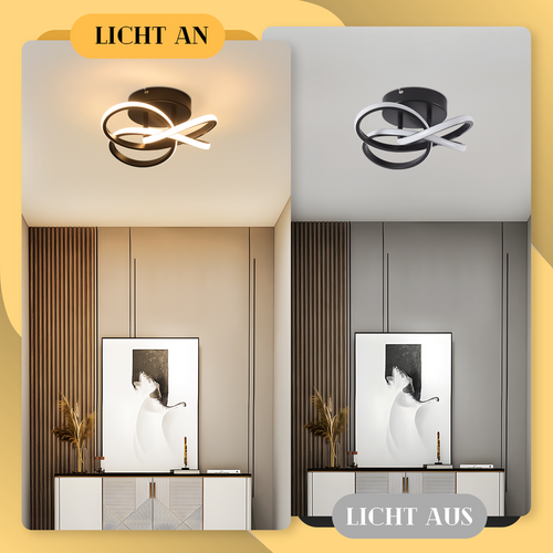 Plafonnier LED Pour Cuisine 28 W Lampe De Cuisine Noire, Design Moderne à Quatre Feuilles