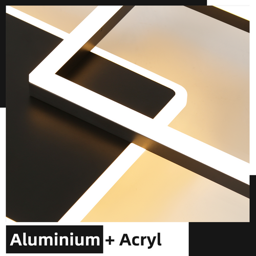 Plafonnier LED Pour Salon Grand Plafonnier Noir à Intensité Variable Avec Télécommande 63 W