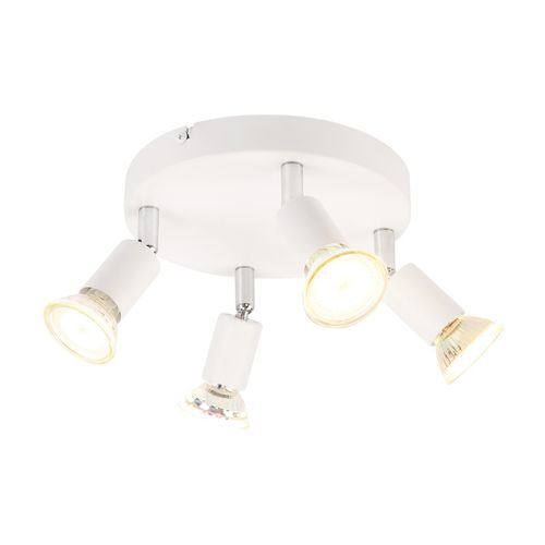 Spot De Plafond LED Blanc - Plafonnier Orientable 4 Flammes Gu10 En Métal Moderne