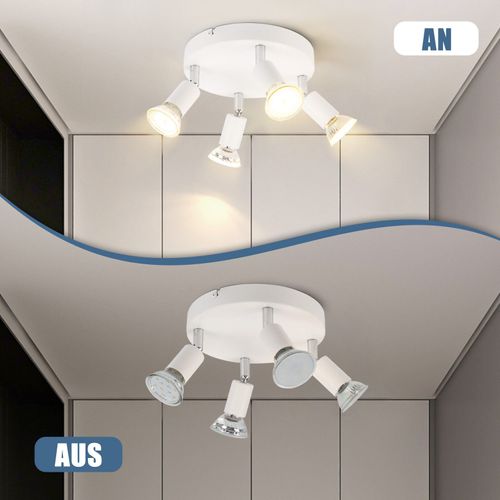Spot De Plafond LED Blanc - Plafonnier Orientable 4 Flammes Gu10 En Métal Moderne