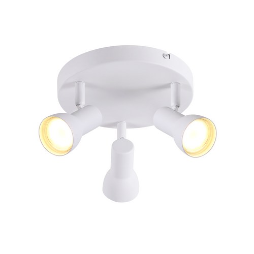 Spot De Plafond  3 Flammes, Rond, Éclairage D'intérieur, Blanc, Métal, Culot Gu10