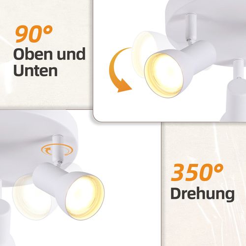 Spot De Plafond  3 Flammes, Rond, Éclairage D'intérieur, Blanc, Métal, Culot Gu10